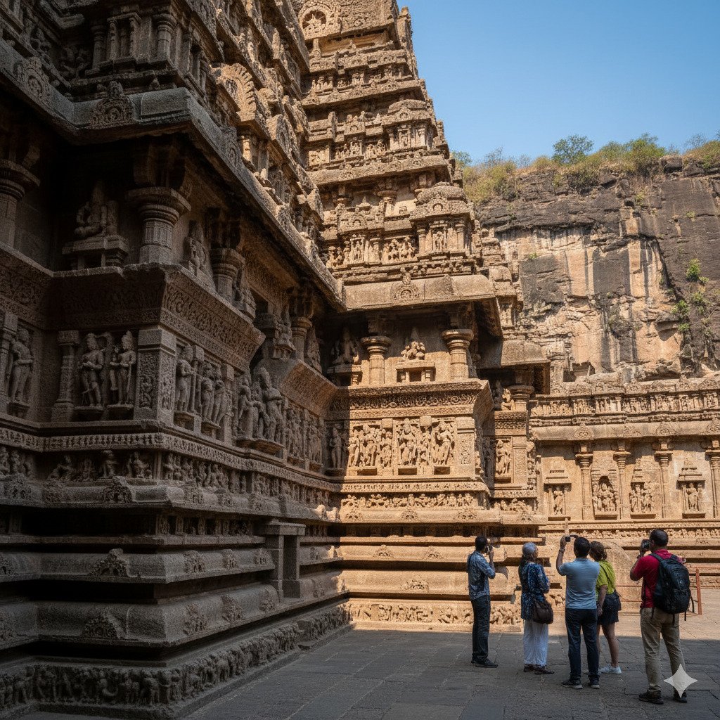O Enigma de Kailasa: Como um Templo Maior que o Parthenon Foi Esculpido de Cima para Baixo em uma Única Rocha 1 Imagem Templo Kailasa 2 convert.io